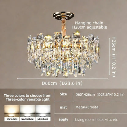 Verthara Premium Crystal Loft Staircase Chandelier D60cm / Cool  white