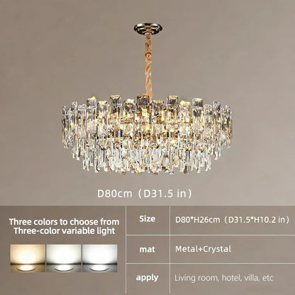 Verthara Premium Crystal Loft Staircase Chandelier D80cm / Cool  white
