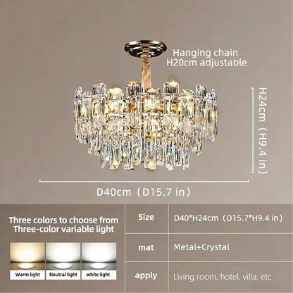 Verthara Premium Crystal Loft Staircase Chandelier D40cm / Cool  white