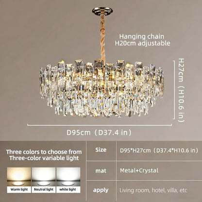 Verthara Premium Crystal Loft Staircase Chandelier D95cm / Cool  white