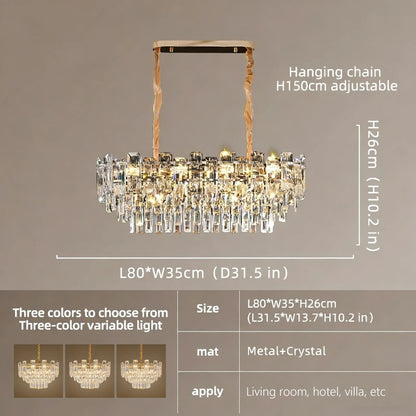 Verthara Premium Crystal Loft Staircase Chandelier Long 80cm / Cool  white