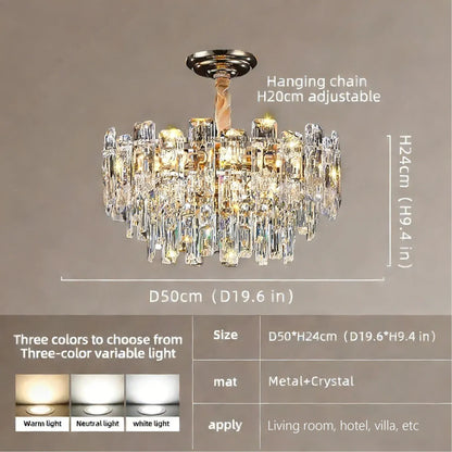Verthara Premium Crystal Loft Staircase Chandelier D50cm / Cool  white