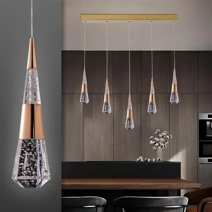 Verthara Premium Crystal Meteor Shower Staircase Pendant Gold 5c light