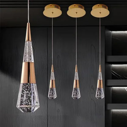 Verthara Premium Crystal Meteor Shower Staircase Pendant Gold 3pack