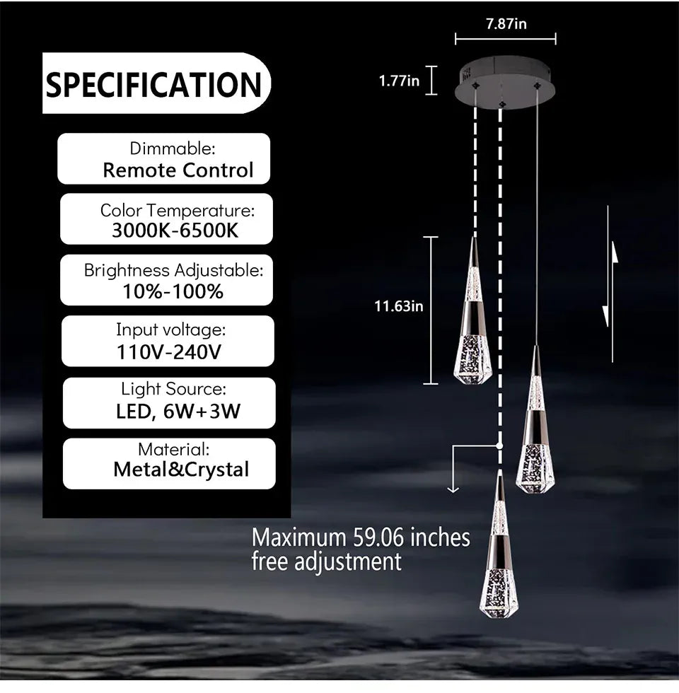 Verthara Premium Crystal Meteor Shower Staircase Pendant
