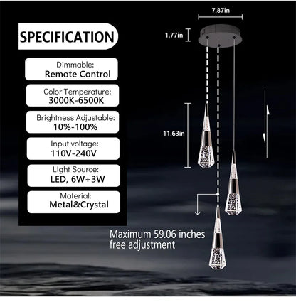 Verthara Premium Crystal Meteor Shower Staircase Pendant
