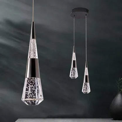 Verthara Premium Crystal Meteor Shower Staircase Pendant Black 2 light