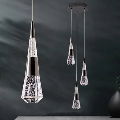 Verthara Premium Crystal Meteor Shower Staircase Pendant Black 3 light round
