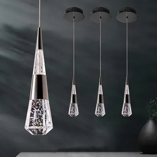 Verthara Premium Crystal Meteor Shower Staircase Pendant Black 3pack