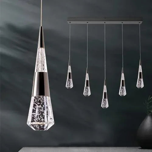 Verthara Premium Crystal Meteor Shower Staircase Pendant Black 5c light