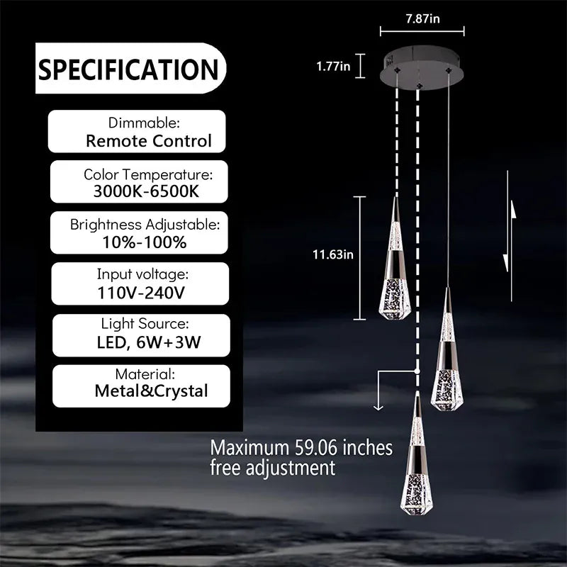 Verthara Premium Crystal Meteor Shower Staircase Pendant