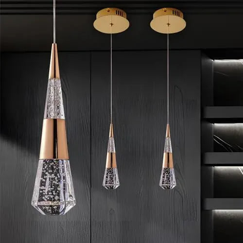 Verthara Premium Crystal Meteor Shower Staircase Pendant Gold 2pack