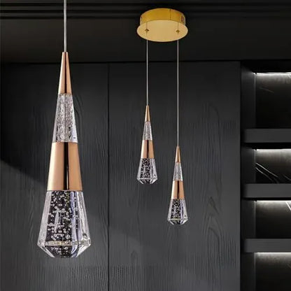 Verthara Premium Crystal Meteor Shower Staircase Pendant Gold 2 light