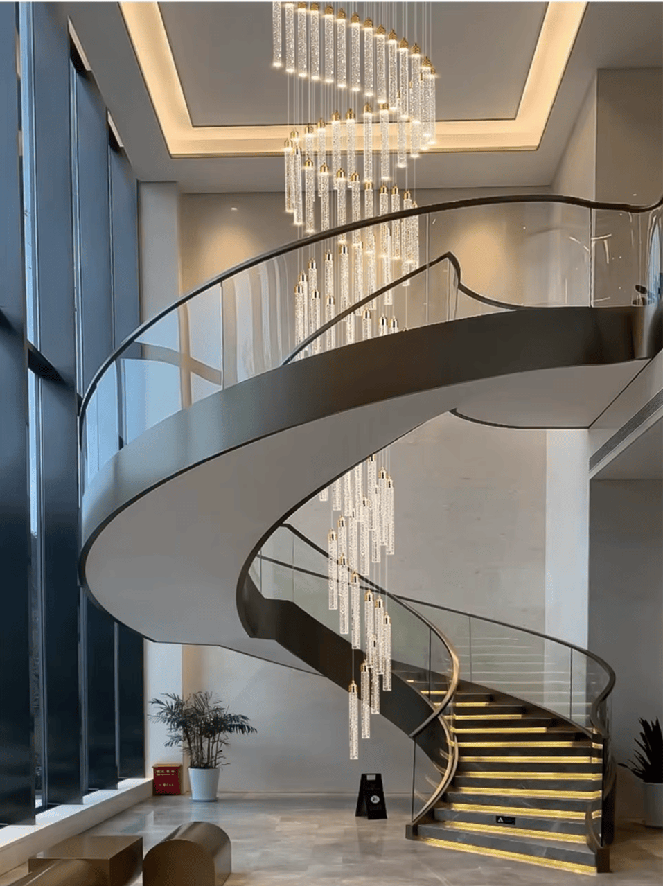 Verthara Premium Crystal Pillar Drop Pendant Light