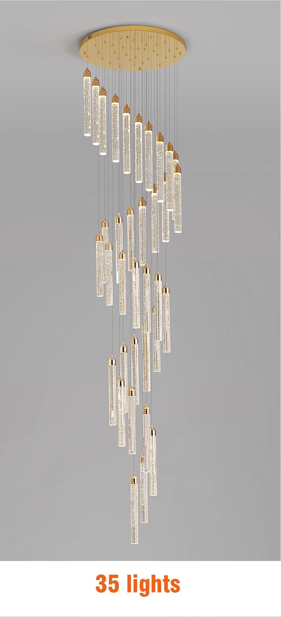 Verthara Premium Crystal Pillar Drop Pendant Light