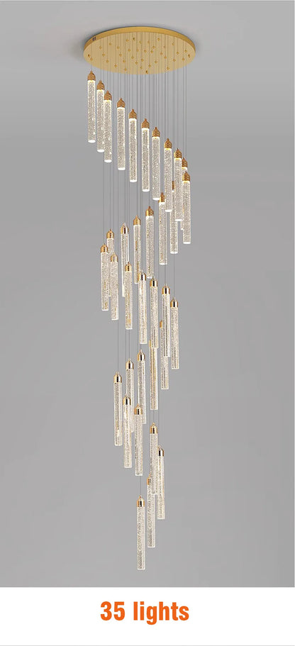 Verthara Premium Crystal Pillar Drop Pendant Light