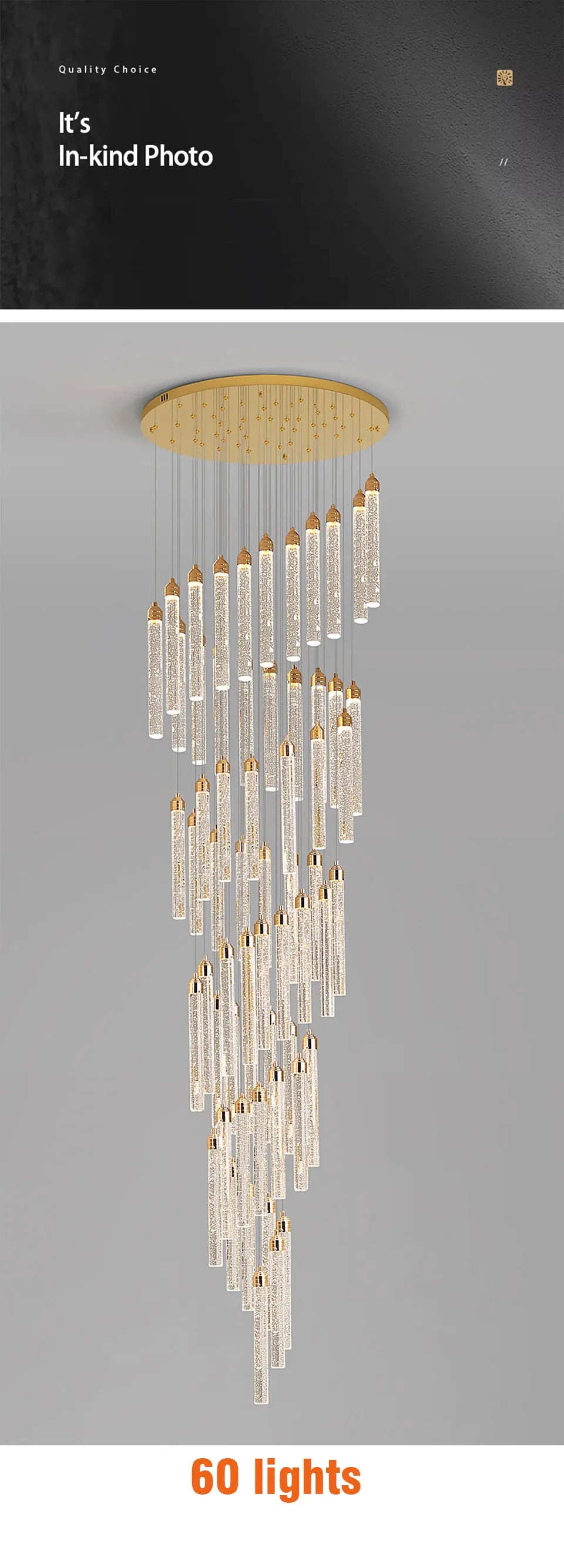 Verthara Premium Crystal Pillar Drop Pendant Light