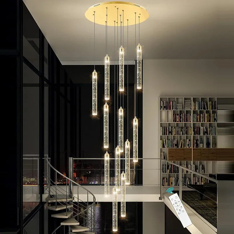 Verthara Premium Crystal Pillar Drop Pendant Light