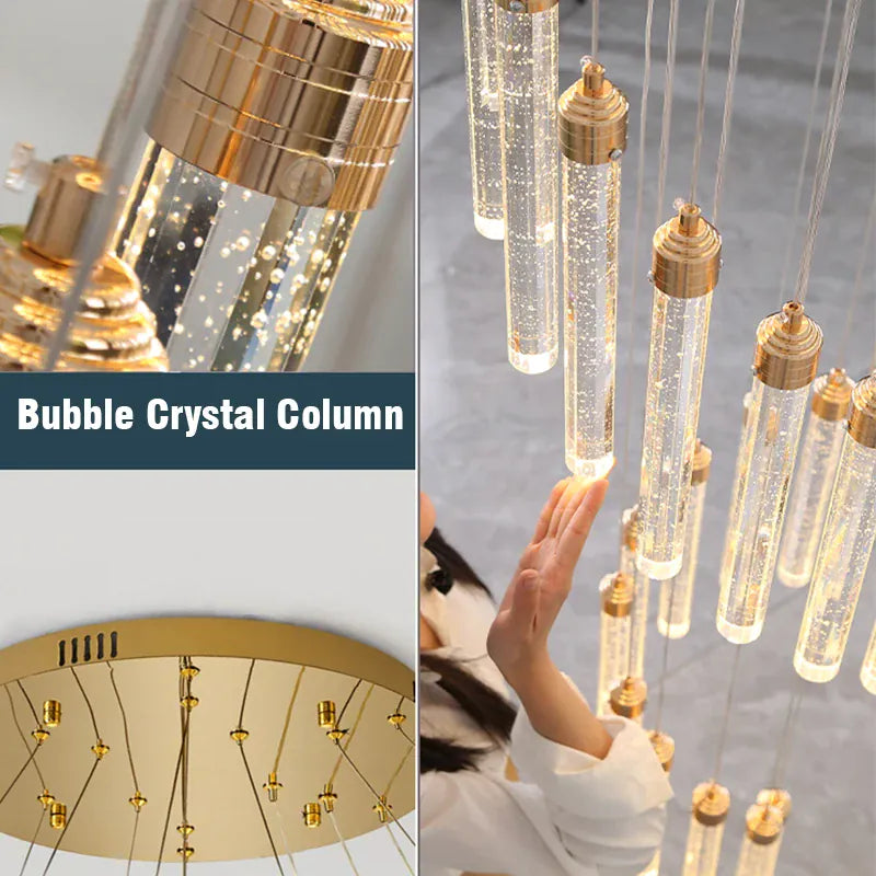 Verthara Premium Crystal Pillar Drop Pendant Light