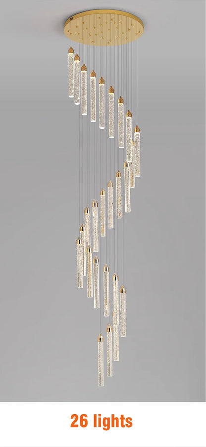Verthara Premium Crystal Pillar Drop Pendant Light