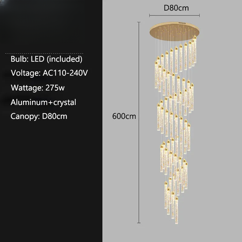 Verthara Premium Crystal Pillar Drop Pendant Light 55 lights