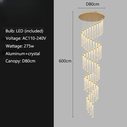 Verthara Premium Crystal Pillar Drop Pendant Light 55 lights