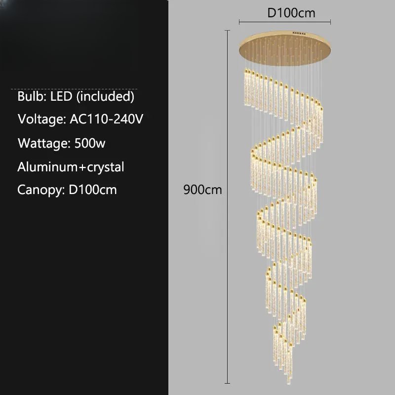 Verthara Premium Crystal Pillar Drop Pendant Light 100 lights