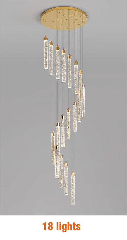 Verthara Premium Crystal Pillar Drop Pendant Light