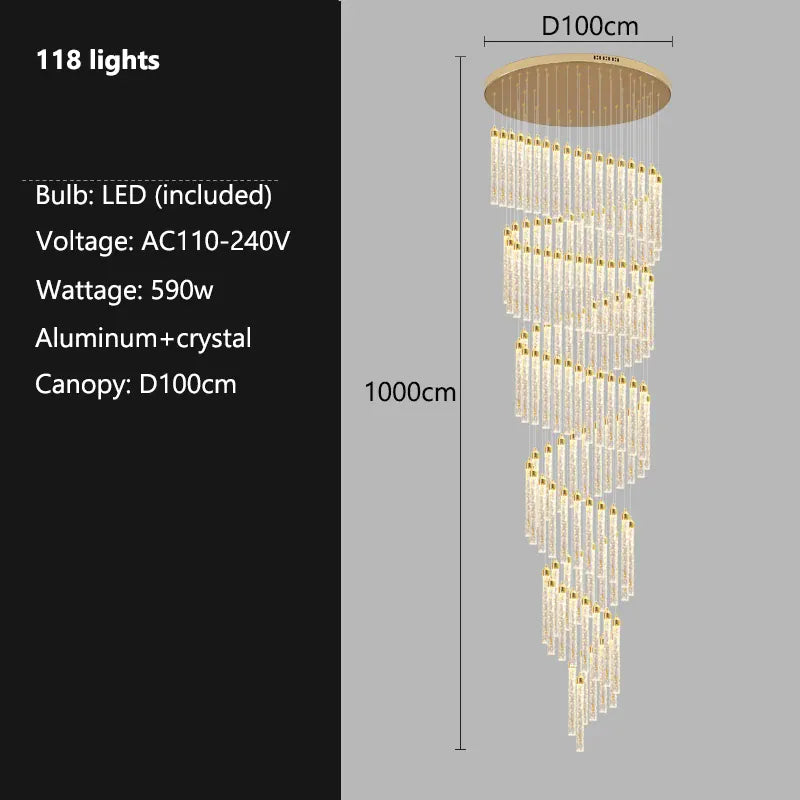 Verthara Premium Crystal Pillar Drop Pendant Light 118 lights
