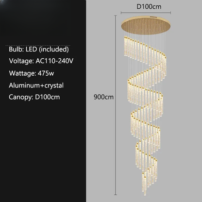 Verthara Premium Crystal Pillar Drop Pendant Light 95 lights