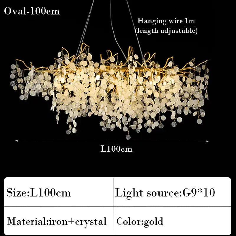 Verthara Premium Crystal Tree Branch Chandelier Oval-100cm