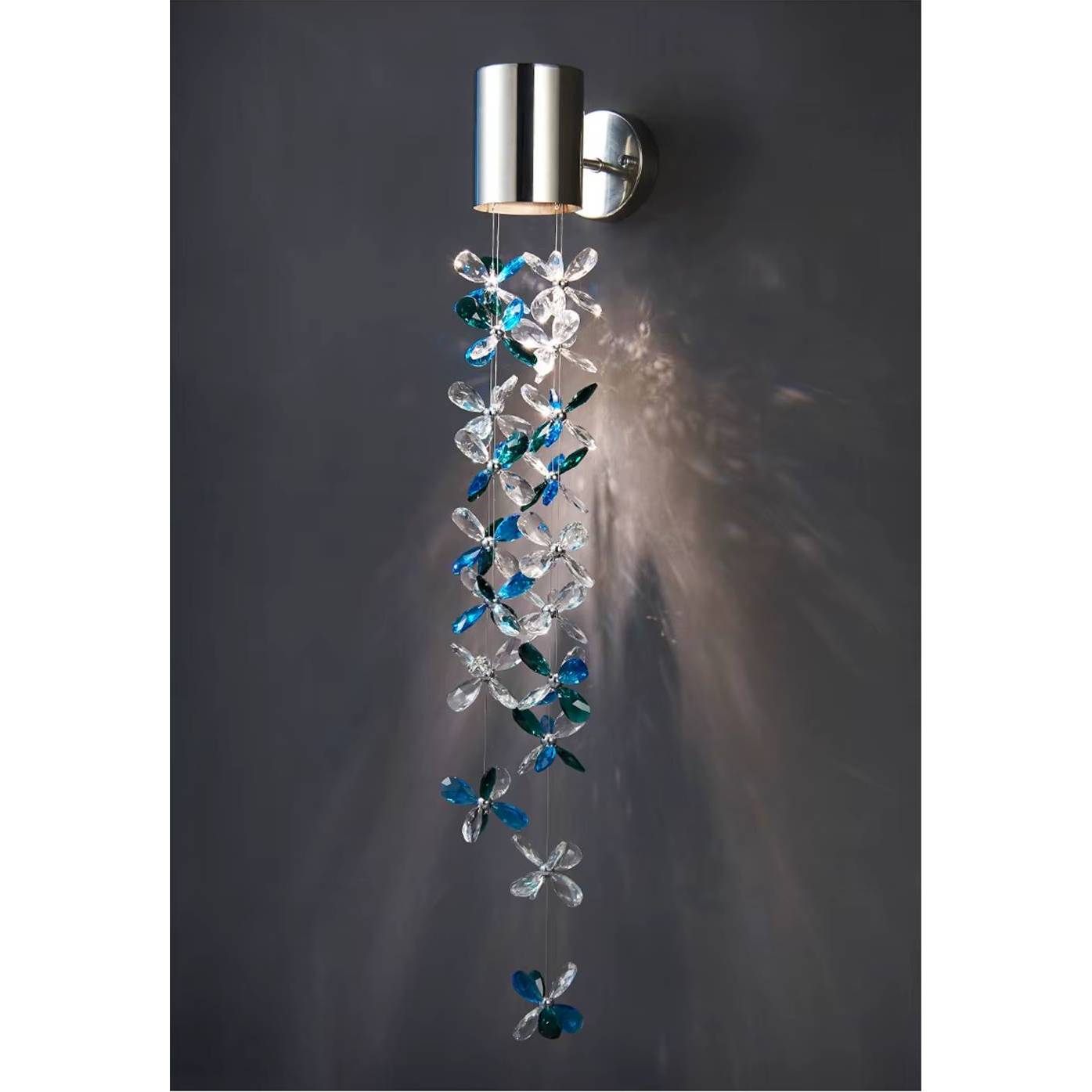 Verthara Premium Crystal Wall Sconce Lighting with Stainless Steel Finish – Elegant Wall Lamp for Bedroom and Living Room C / Warm White (2700-3500K)