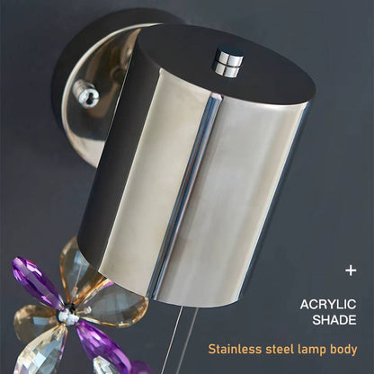 Verthara Premium Crystal Wall Sconce Lighting with Stainless Steel Finish – Elegant Wall Lamp for Bedroom and Living Room