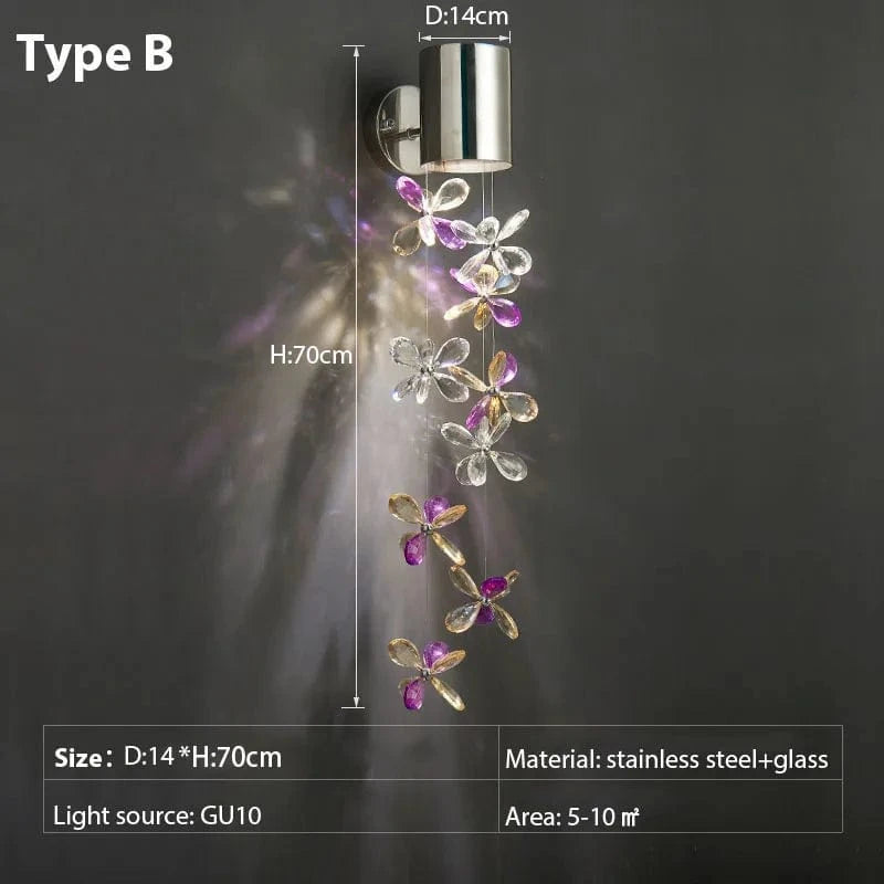 Verthara Premium Crystal Wall Sconce Lighting with Stainless Steel Finish – Elegant Wall Lamp for Bedroom and Living Room