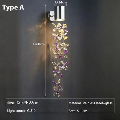 Verthara Premium Crystal Wall Sconce Lighting with Stainless Steel Finish – Elegant Wall Lamp for Bedroom and Living Room