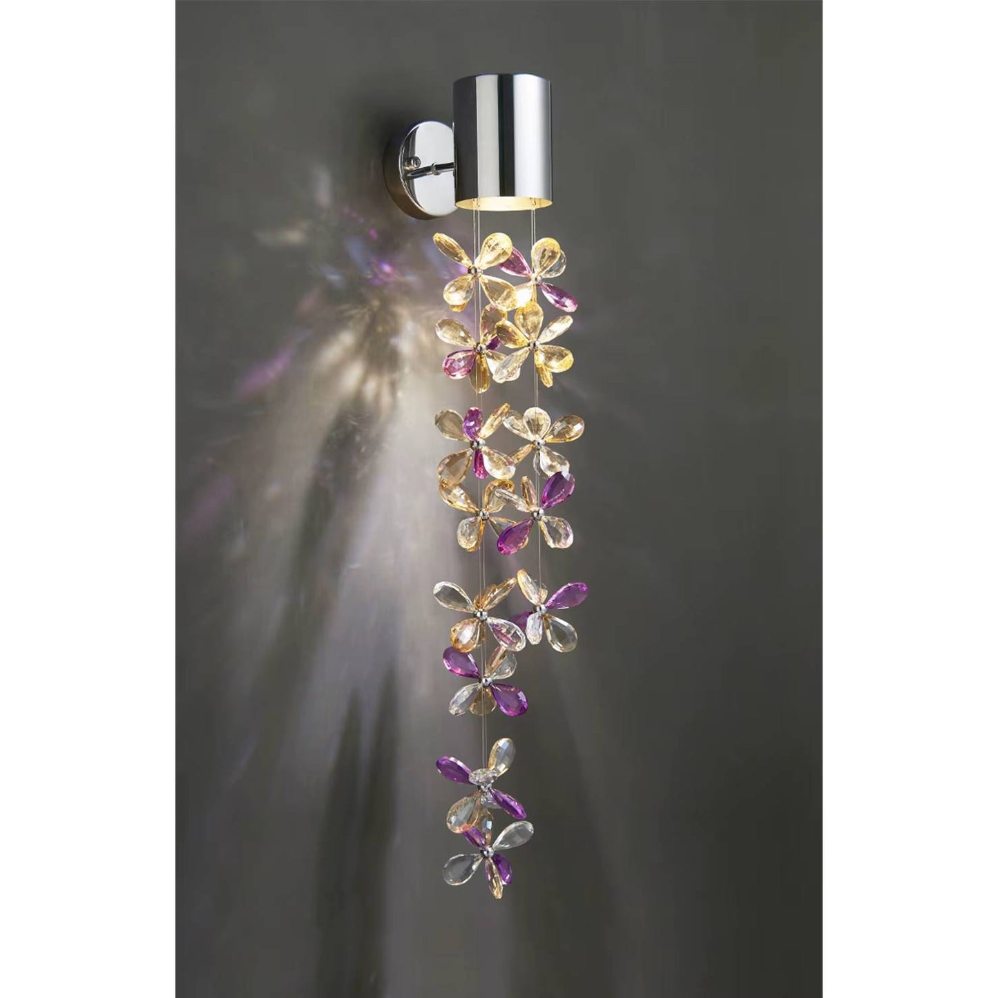 Verthara Premium Crystal Wall Sconce Lighting with Stainless Steel Finish – Elegant Wall Lamp for Bedroom and Living Room A / Warm White (2700-3500K)