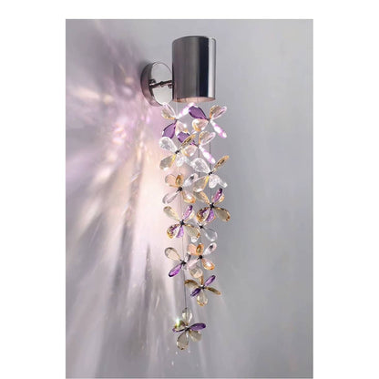 Verthara Premium Crystal Wall Sconce Lighting with Stainless Steel Finish – Elegant Wall Lamp for Bedroom and Living Room