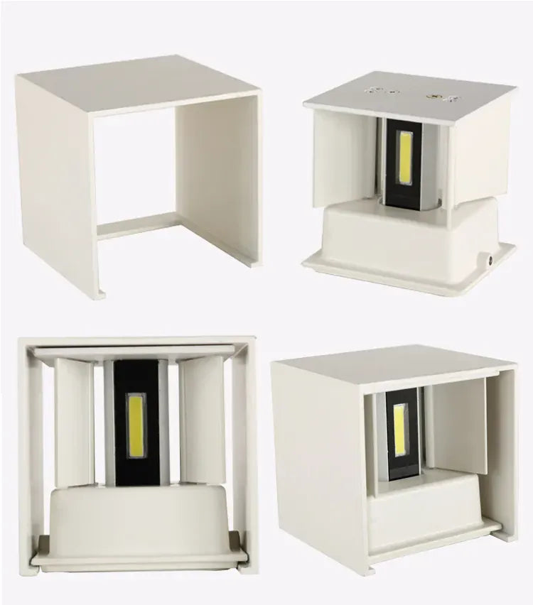 Verthara Premium Cube LED Outdoor Wall Light IP65 Adjustable Black Waterproof - WL18323 / cold white