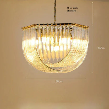Verthara Premium Curved Glass Tube Retro Chandelier Hanging lamp 80cm / Cool white