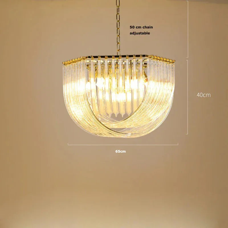 Verthara Premium Curved Glass Tube Retro Chandelier Hanging lamp 65cm / Cool white