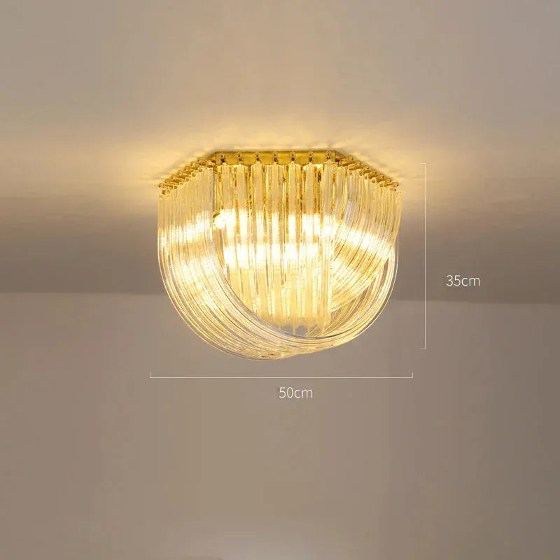 Verthara Premium Curved Glass Tube Retro Chandelier Ceiling lamp 50cm / Cool white