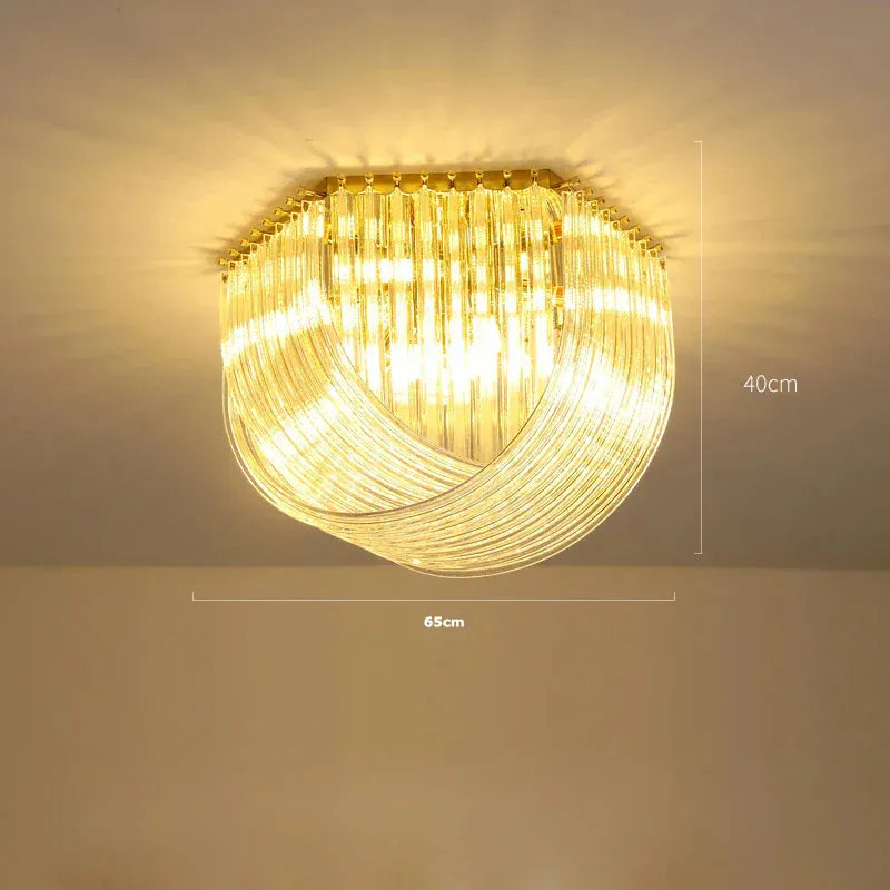 Verthara Premium Curved Glass Tube Retro Chandelier Ceiling lamp 65cm / Cool white