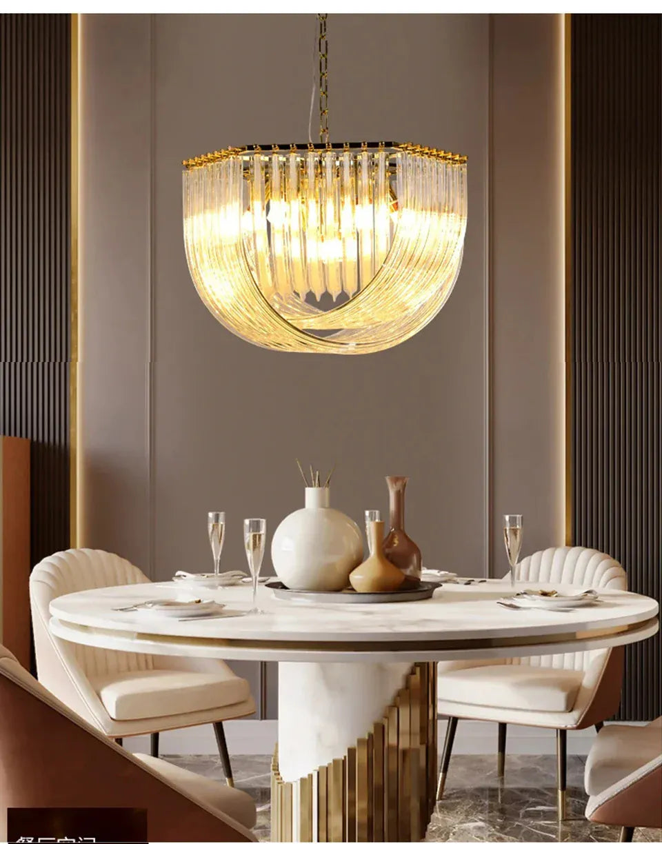 Verthara Premium Curved Glass Tube Retro Chandelier