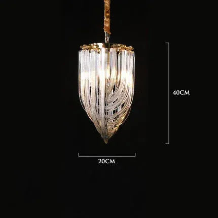 Verthara Premium Curved Glass Tube Retro Chandelier Hanging lamp 20cm / Cool white