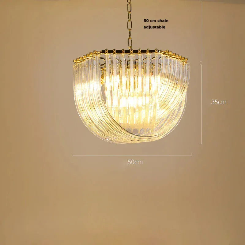 Verthara Premium Curved Glass Tube Retro Chandelier Hanging lamp 50cm / Cool white