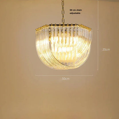 Verthara Premium Curved Glass Tube Retro Chandelier Hanging lamp 50cm / Cool white