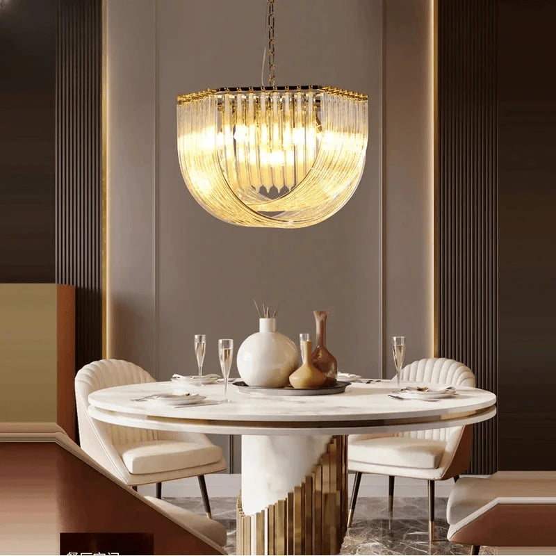 Verthara Premium Curved Glass Tube Retro Chandelier