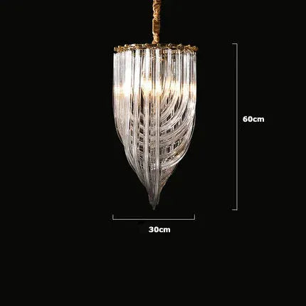 Verthara Premium Curved Glass Tube Retro Chandelier Hanging lamp 30cm / Cool white