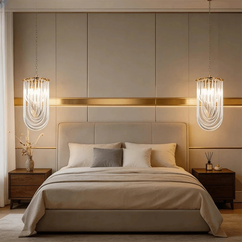 Verthara Premium Curved Glass Tube Retro Crystal Chandelier