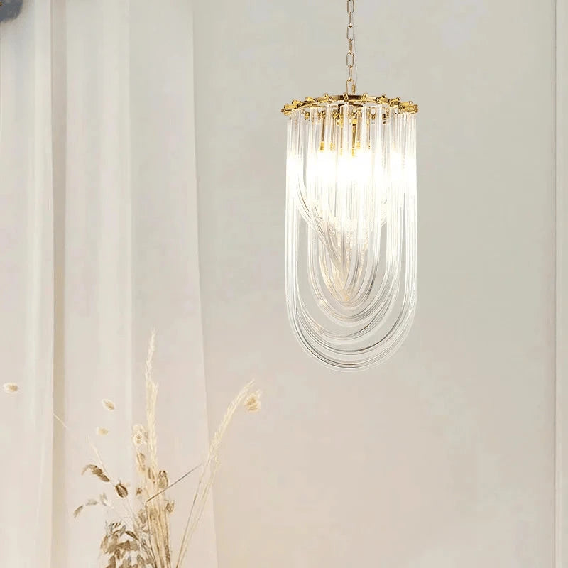 Verthara Premium Curved Glass Tube Retro Crystal Chandelier